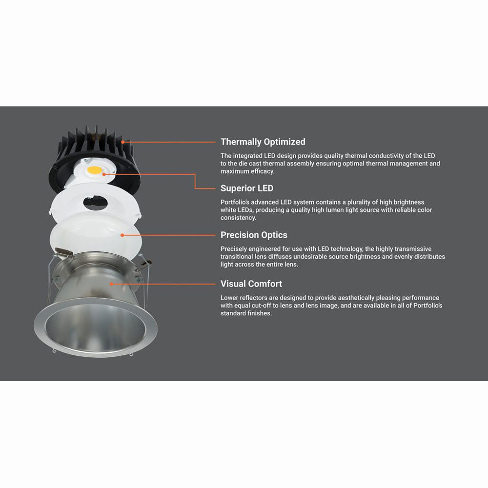 Portfolio Lighting 4" Standard Cylinder LE*4C General Illumination, Downlight, Wall Wash & Adjustable