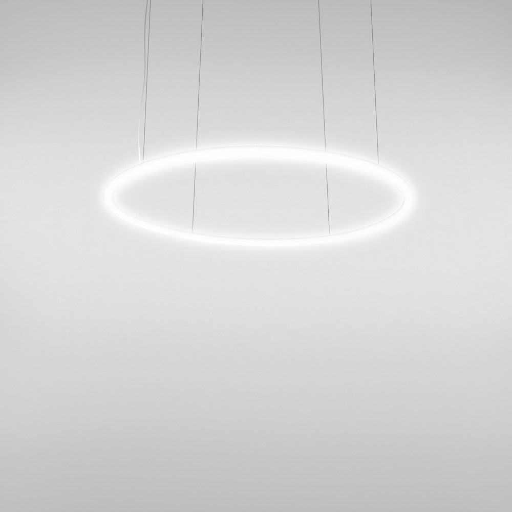 Artemide Alphabet of Light 98W 30K 80CRI Dim 2-Wire/0-10V White Circle 155 LED Suspension Light