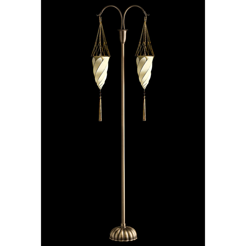 Fortuny 200 ST-1 IV Cesendello Double Floor Lamp With Silk Shade