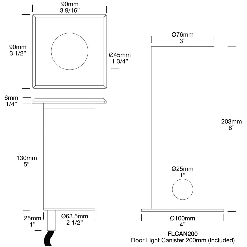 Hunza Floor Light Dark Lighter Square