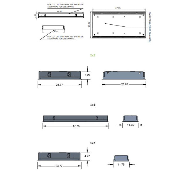 Advantage Environmental Lighting CLD Recessed Grid/Recessed Flanged LED Clean Room Luminaire