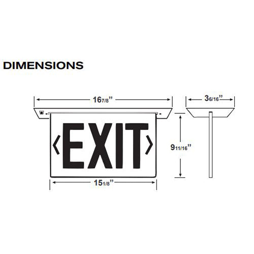 Advantage Environmental Lighting NYX10 New York Approved Recessed Aluminum LED Edgelit Exit