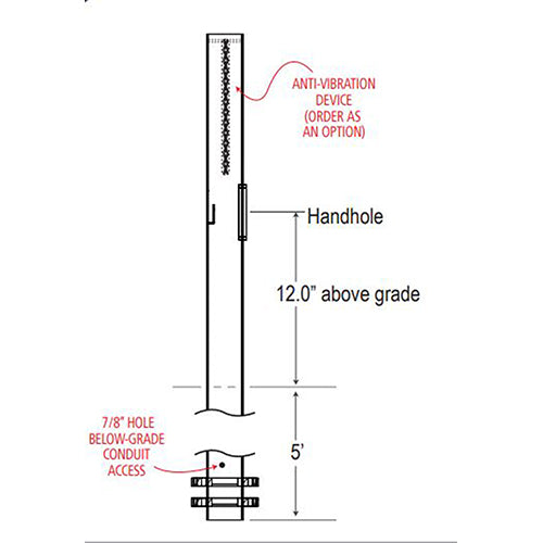 Advantage Environmental Lighting SSRDDB Straight Steel Round Direct Burial Pole - 4" Pole Size, 20" Height, 11 Gauge Construction