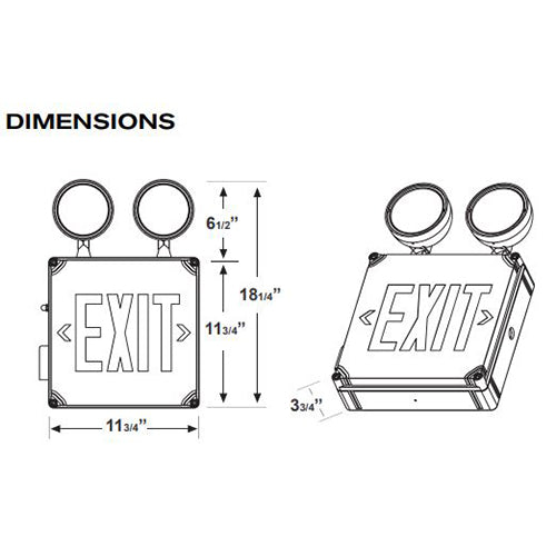 Advantage Environmental Lighting XEM7WL Wet Location LED Exit Sign & Incandescent Combo