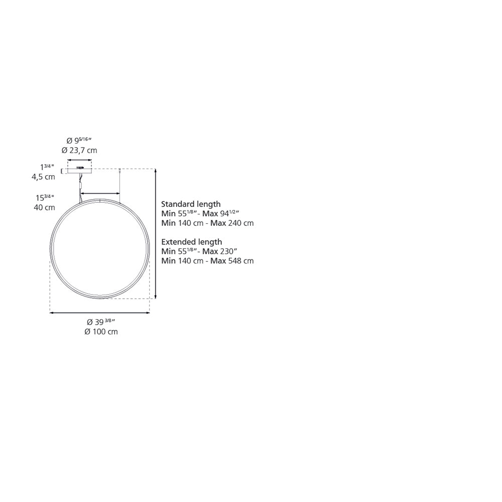 Artemide 1993038A-EXT LED 56W Dimmable Black Discovery Vertical 100 Suspension Light