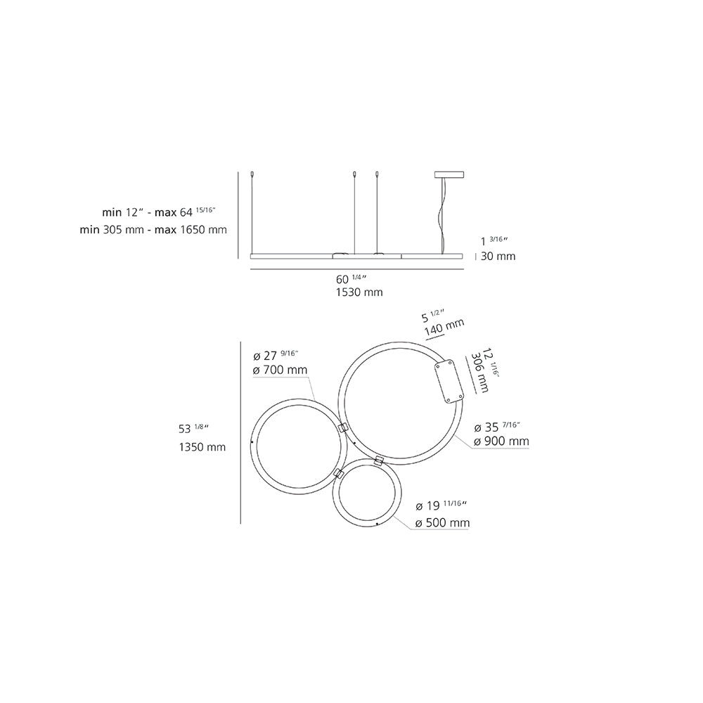 Artemide 2063018A Ripple Cluster LED 89W Suspension Light