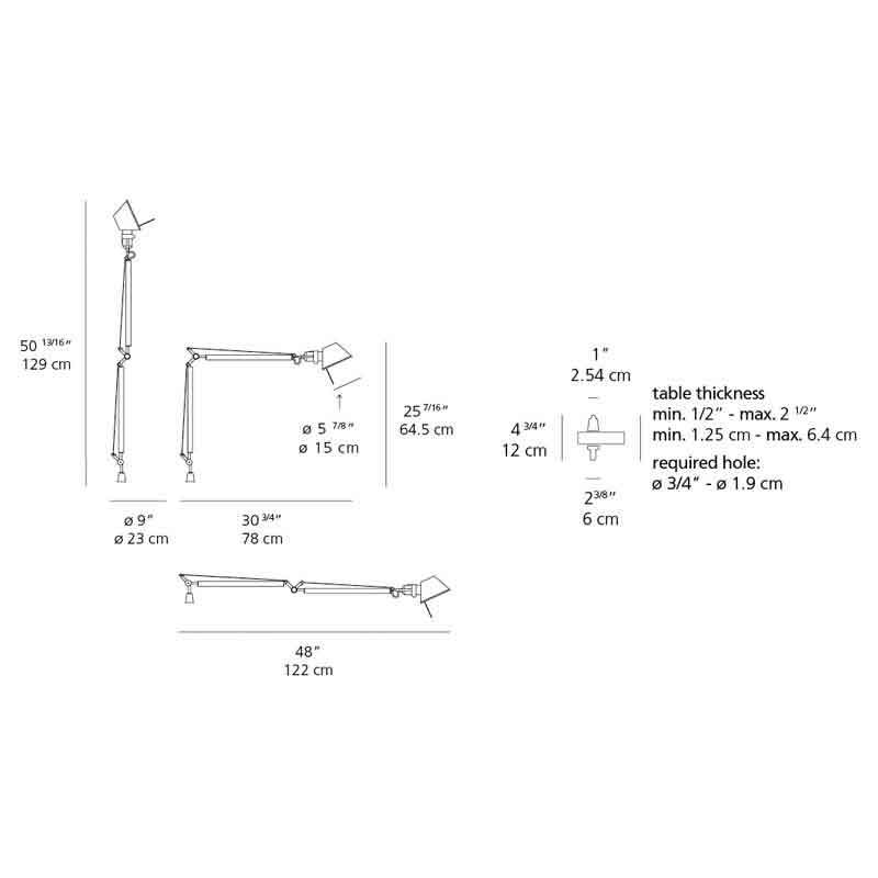 Artemide TOL0035 Tolomeo Classic 10W LED Aluminum Table Light with In-Set Pivot - Seginus Lighting