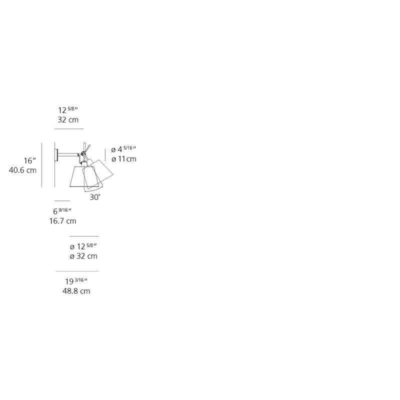 Artemide TOL1174 Tolomeo Max 150W Parchment Shade Wall Light - Seginus Lighting