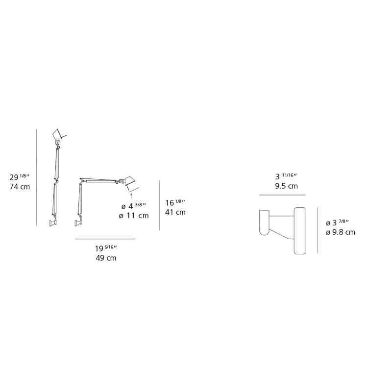 Artemide TOL1141 Tolomeo Micro 8W LED Aluminum Wall Light with Bracket - Seginus Lighting