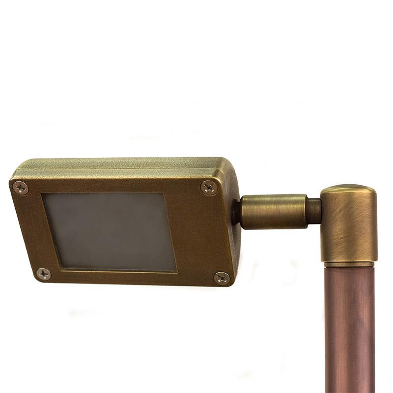CopperMoon Lighting CM.205 Brass Rectangular Wash Light with Swivel Head and Copper Stem With Stake