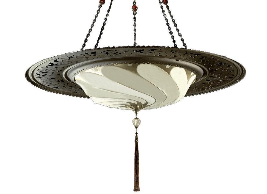 Fortuny 084-SAC-3 Small Scudo Saraceno Plain Silk with Metal Ring Suspended