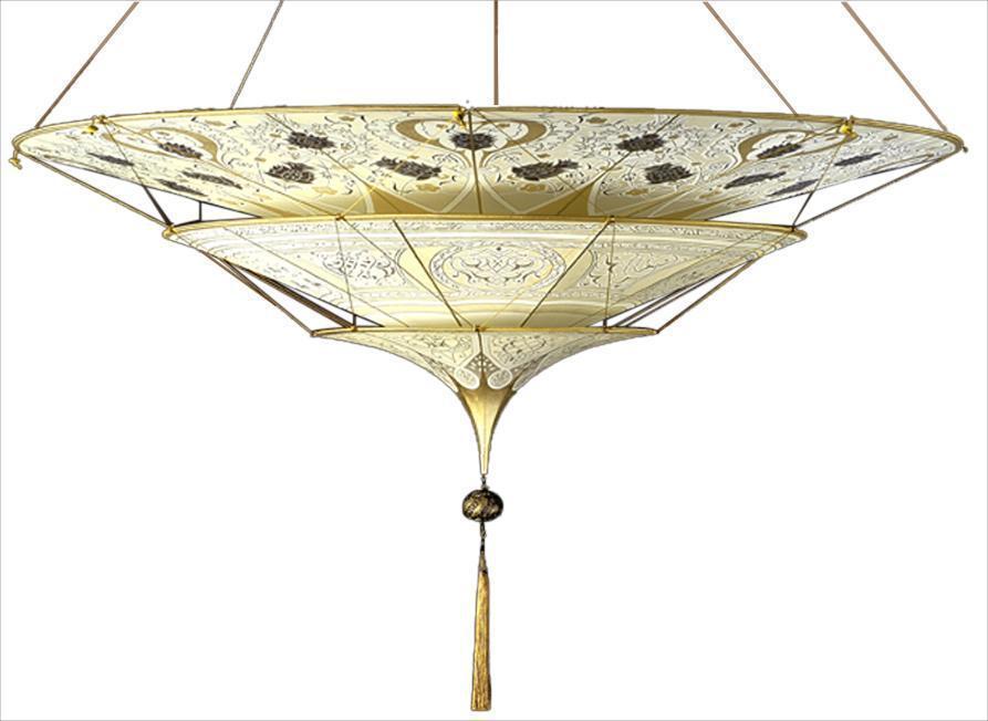 Fortuny 126-SH-1 Scheherazade 3 Tiers in Decorated Silk Suspended - 49-3/8"