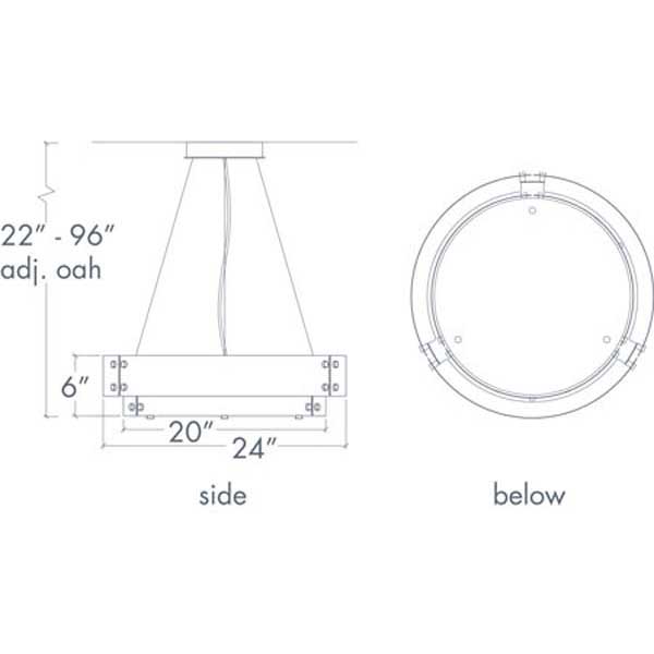 Invicta 16357-24-SFM Indoor/Outdoor Dark Iron Semi Flush Mount Pendant By Ultralights Lighting Additional Image 1
