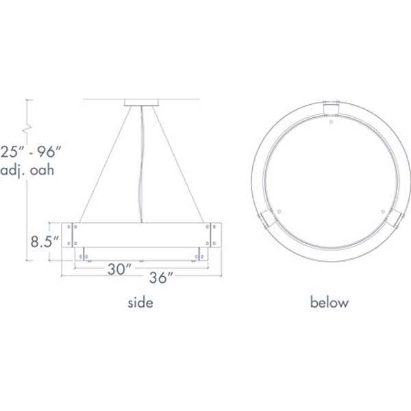 Invicta 16357-36-CH Indoor/Outdoor Dark Iron Cable Hung Pendant By Ultralights Lighting Additional Image 1