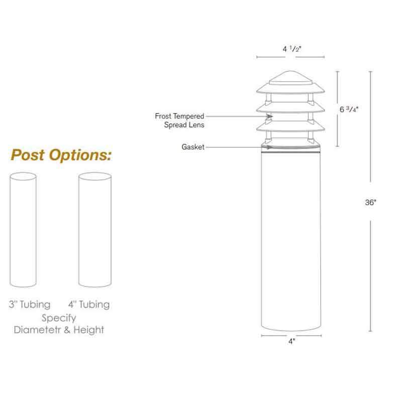 SPJ Lighting SPJ12-01B-CB4-4 6W LED 4 Inch Diameter Post Bollard