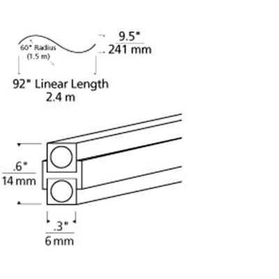 Tech Lighting 700MOBHSC60 Pre-Bent S Curve Monorail