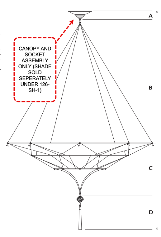 Fortuny 126AS Canopy With 4 Socket Assembly for Scheherazade 126-SH-1