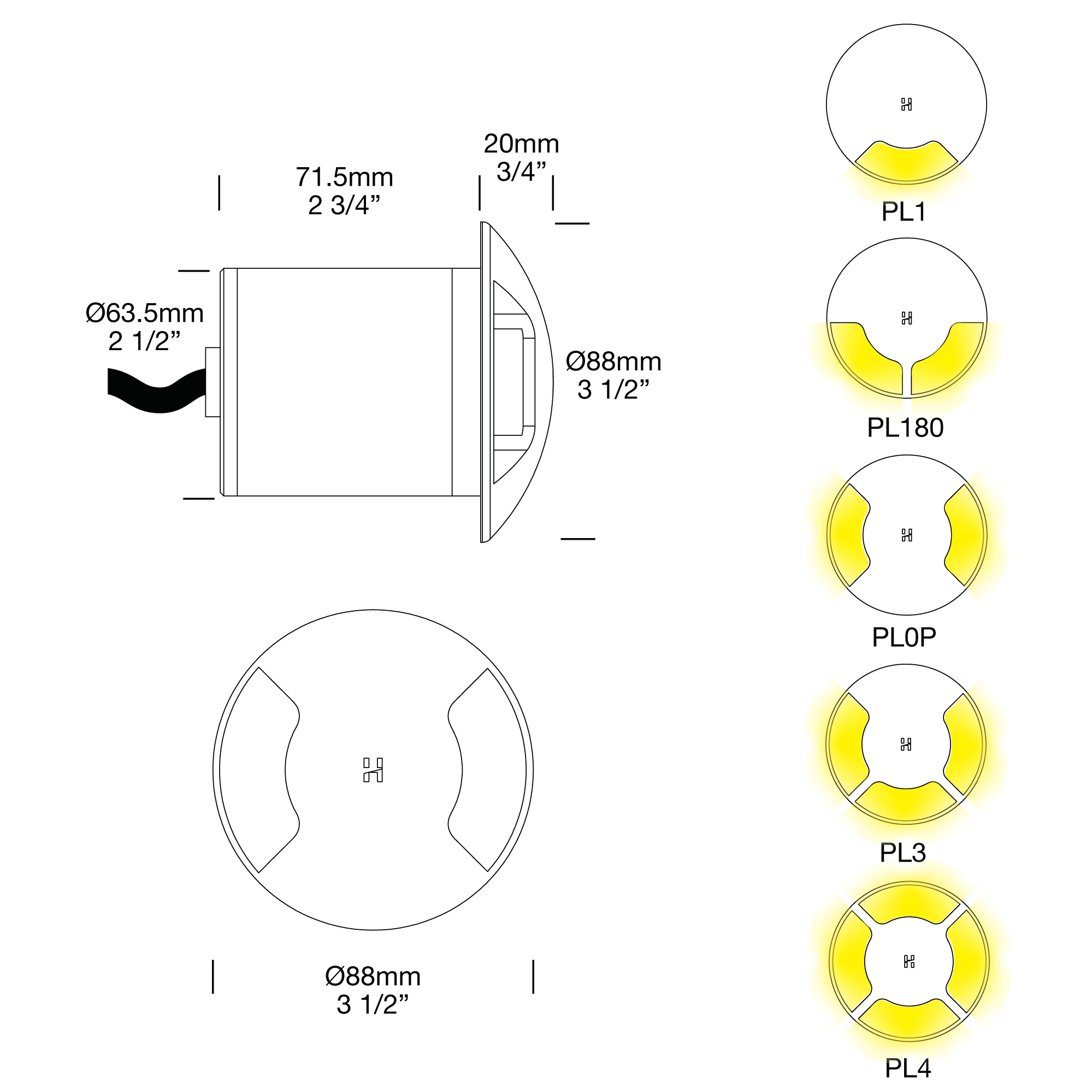 Hunza PL Path Lite 1- 4 Facets 12V LED