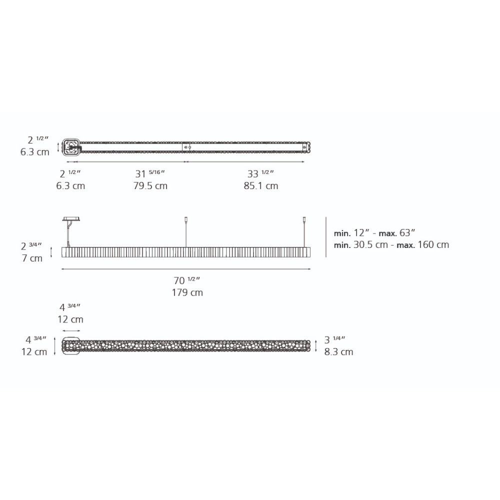 Artemide Calipso 65W 30K 90CRI Dim 2-Wire 120V White Linear 180 LED Suspension Light