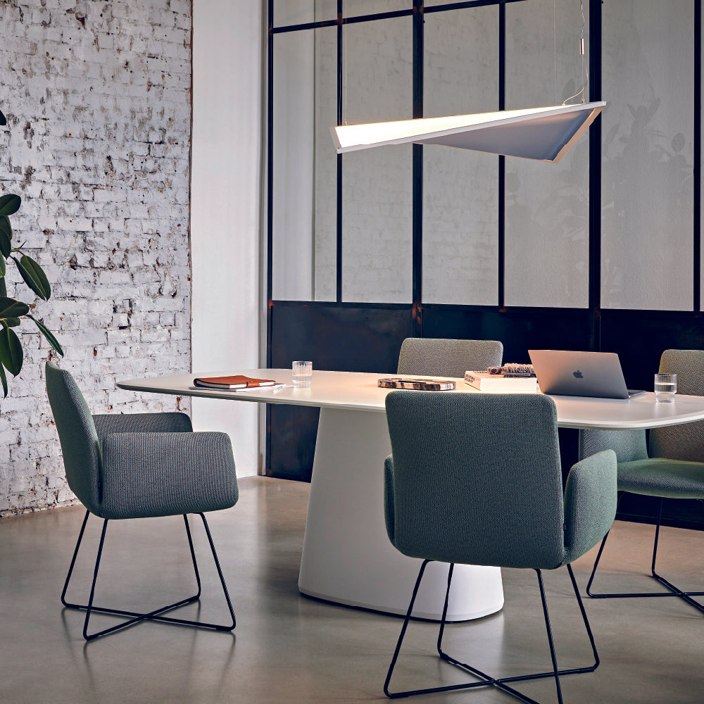 Artemide Flexia Light and Sound 48W 30K 90CRI 2-Wire/0-10V Dimmable HE Suspension Light with White Frame & Canopy