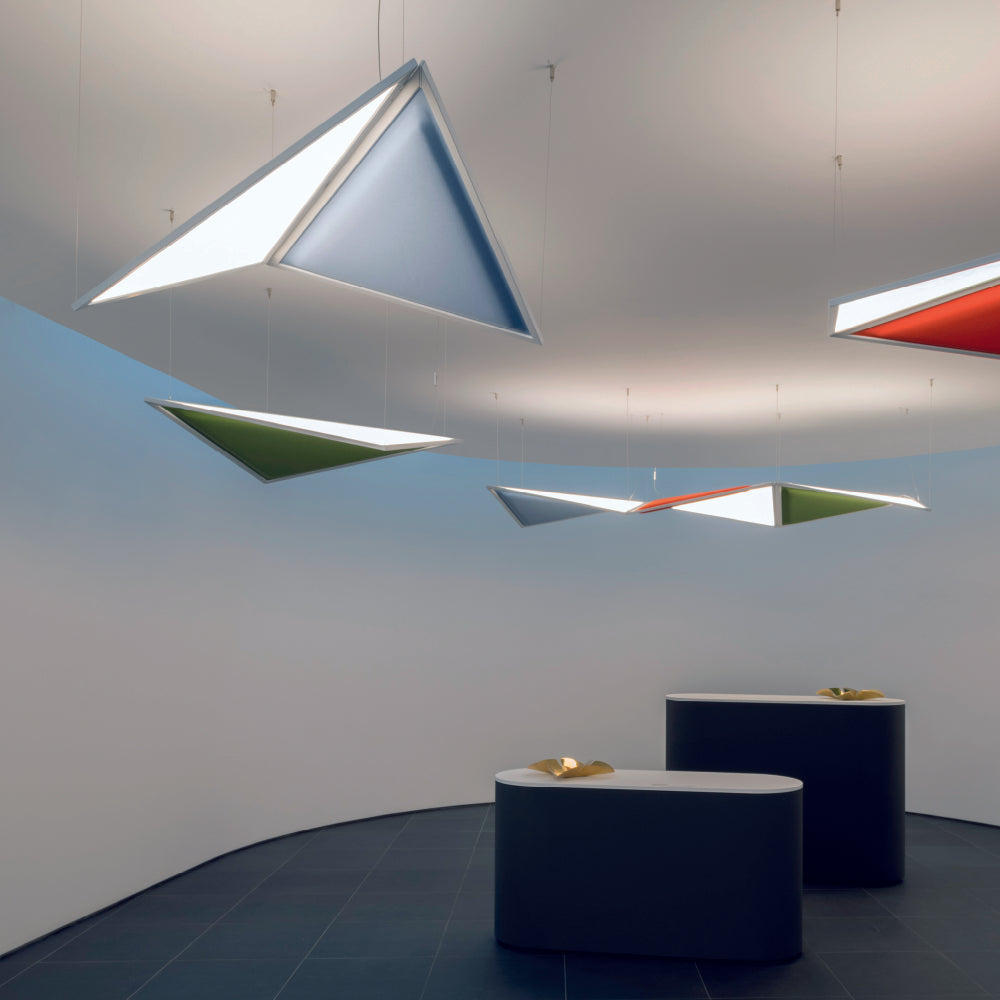 Artemide Flexia Light and Sound 48W 30K 90CRI 2-Wire/0-10V Dimmable HE Suspension Light with White Frame & Canopy