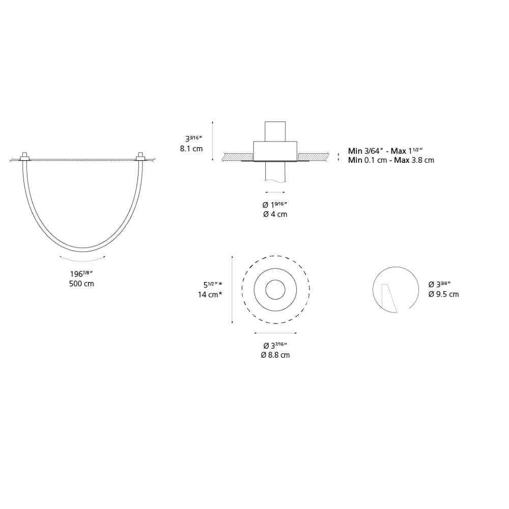 Artemide La Linea 40 98In (2.5M) LED White 24VDC Recessed Light