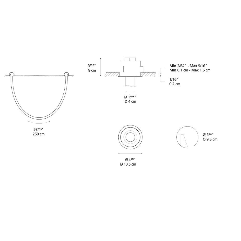 Artemide La Linea 40 98In (2.5M) LED White 24VDC Recessed Light