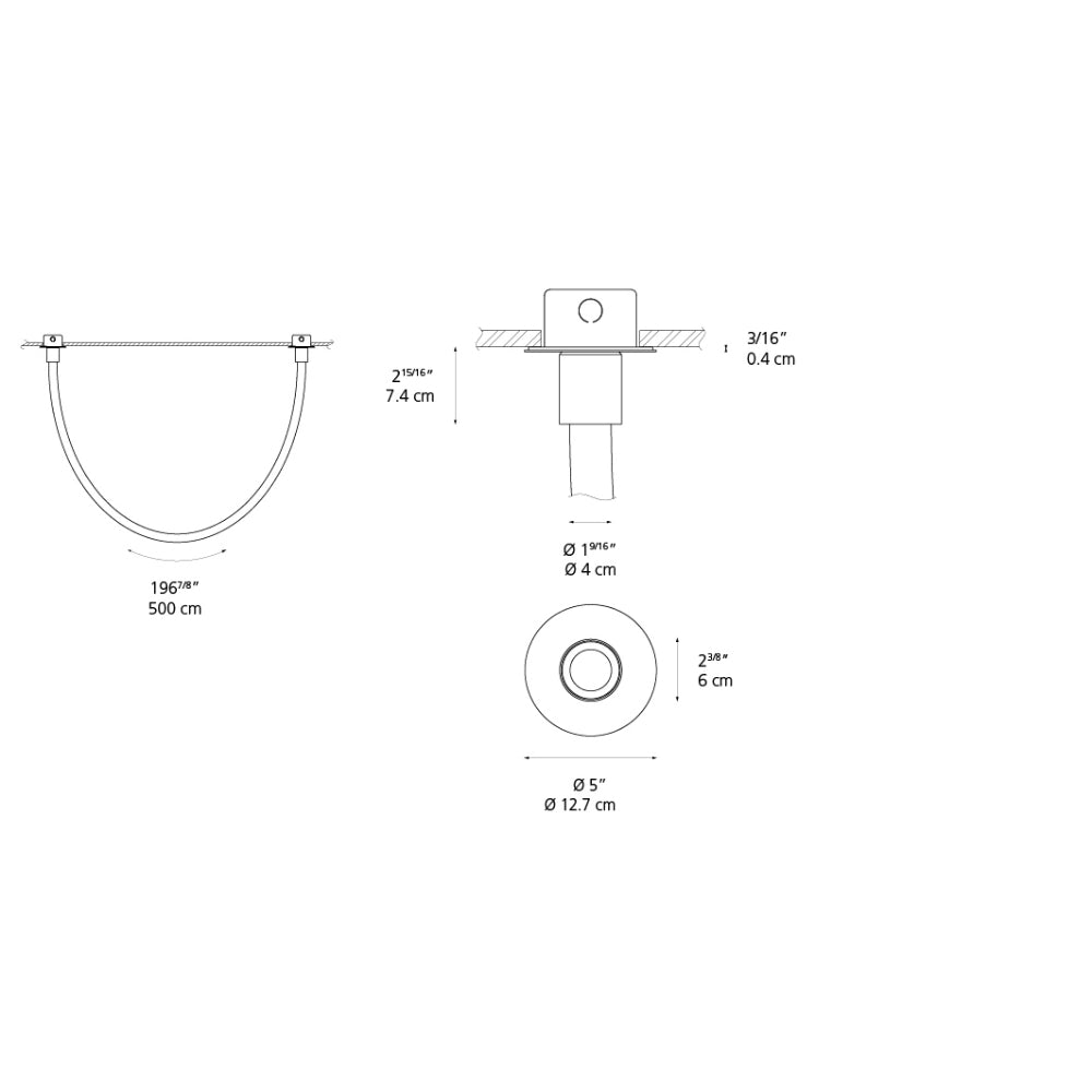 Artemide La Linea 40 196In (5M) LED 66W 30K 90CRI W/Surface Canopies White 24VDC Ceiling Light