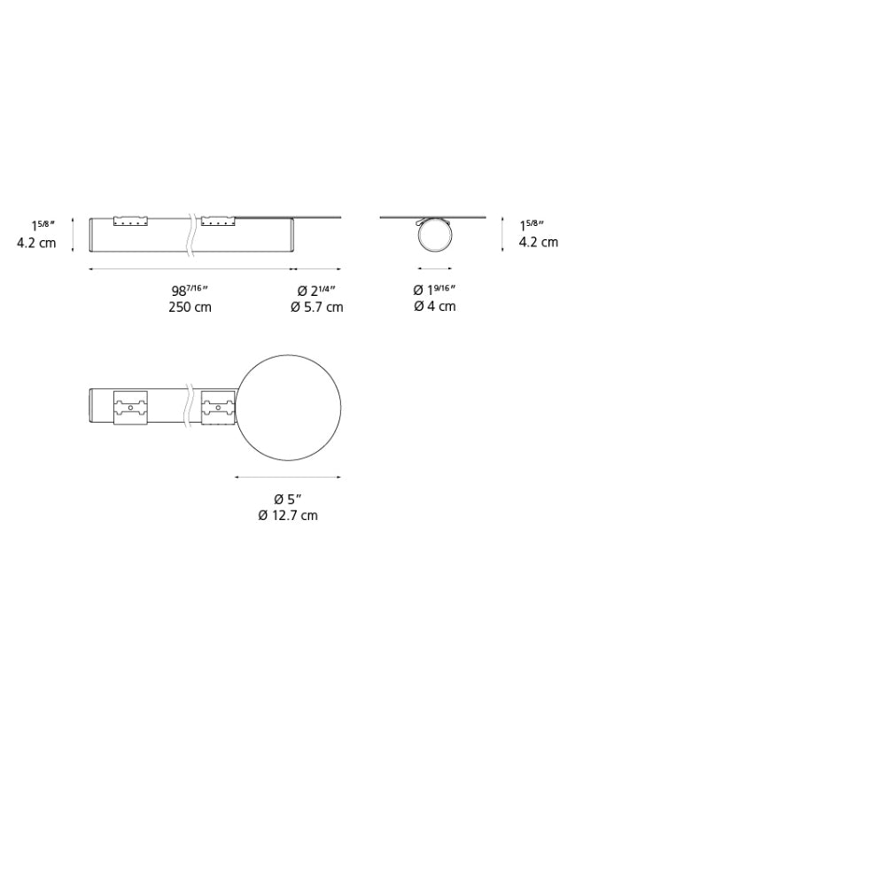 Artemide La Linea 40 Surface 98In (2.5M) LED 33W 30K 90CRI W/Canopy White 24VDC Wall/Ceiling Light