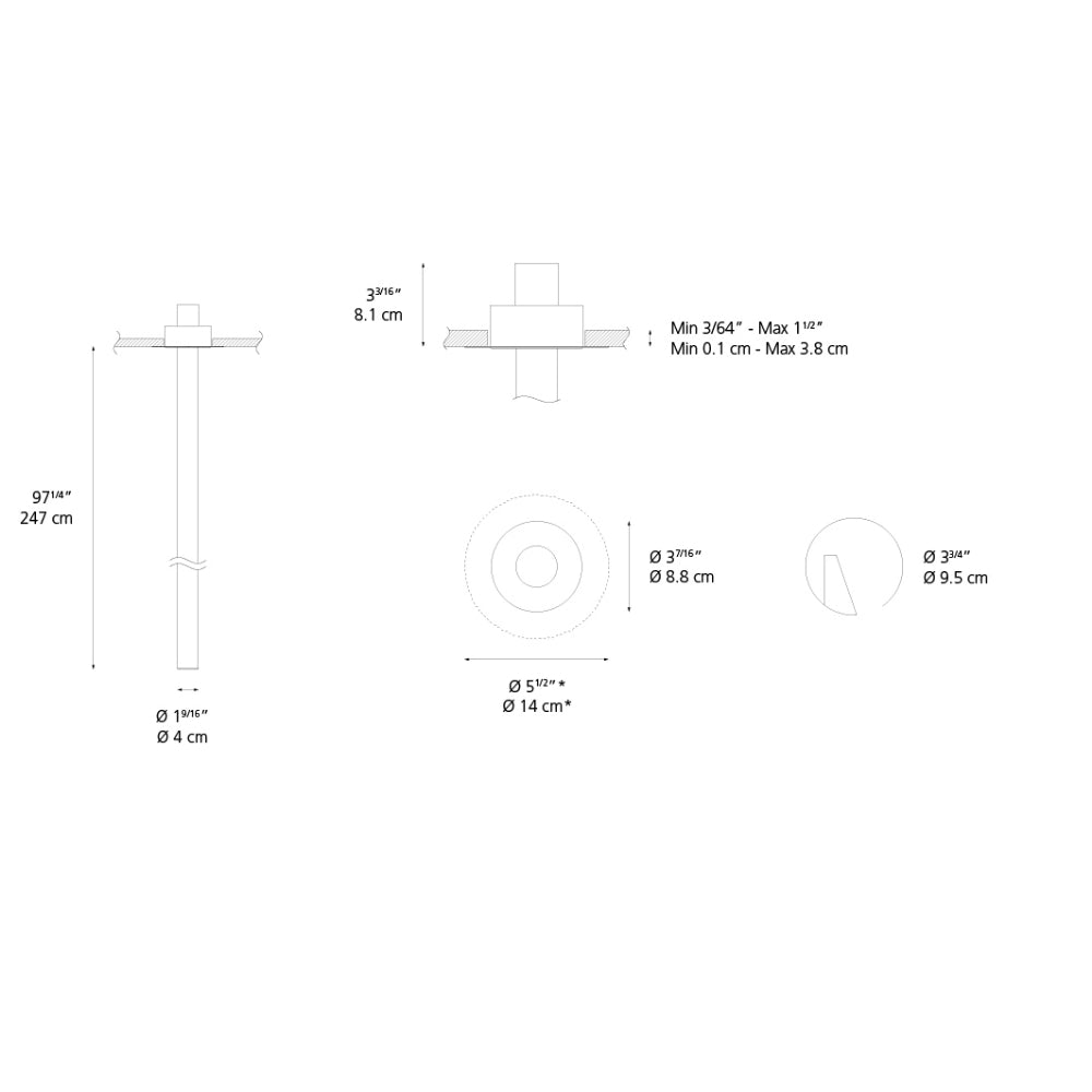 Artemide La Linea 40 98In (2.5M) LED 33W 30K 90CRI White 24VDC Vertical Recessed Light