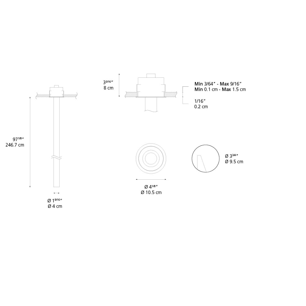 Artemide La Linea 40 98In (2.5M) LED 33W 30K 90CRI White 24VDC Vertical Recessed Light