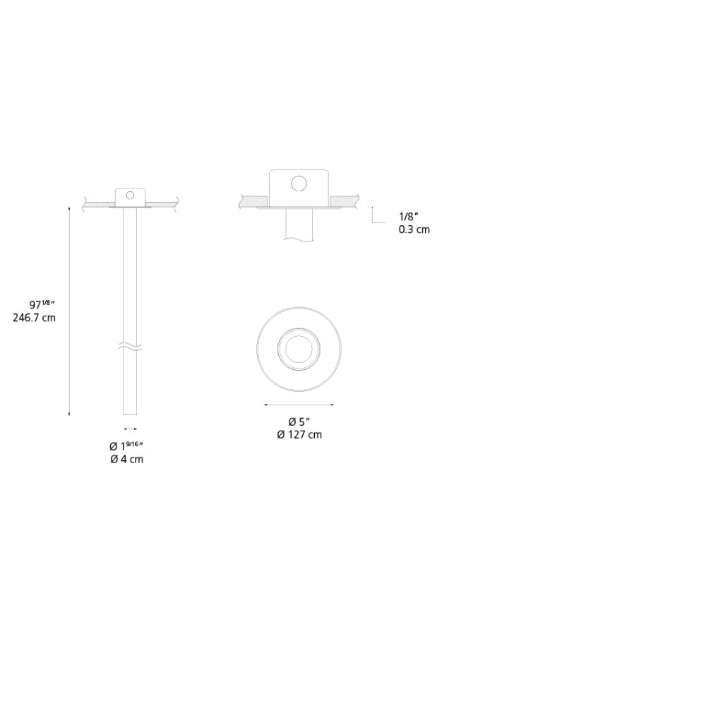 Artemide La Linea 40 98In (2.5M) LED 33W 30K 90CRI White 24VDC Vertical Recessed Light