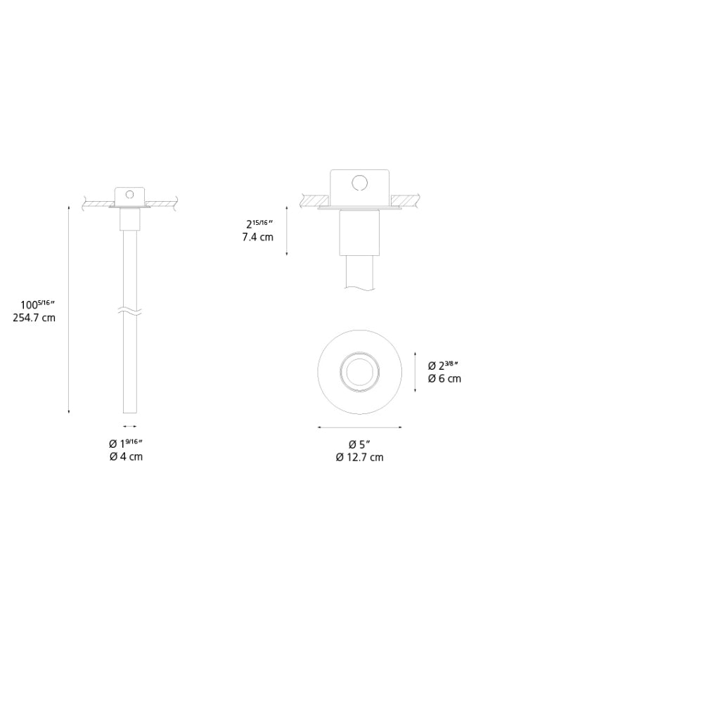 Artemide La Linea 40 98In (2.5M) LED 33W 30K 90CRI W/Surface Canopy White 24VDC Vertical Ceiling Light