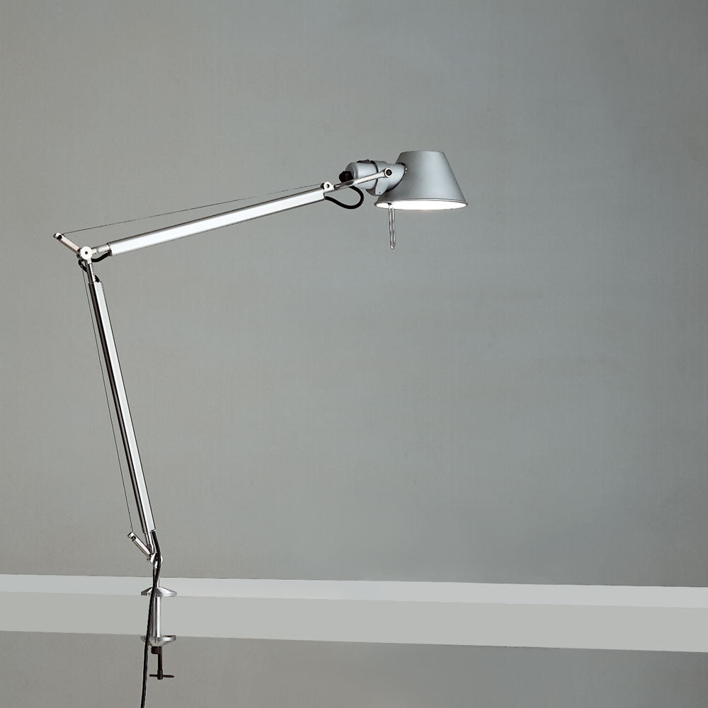 Artemide Tolomeo LED 10W 30K MP-MV Aluminum Table Lamp W/Motion Sensor & Clamp