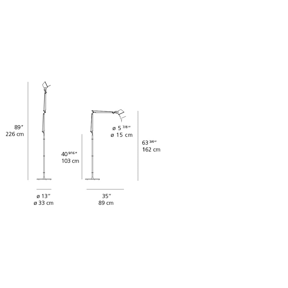Artemide Tolomeo LED 10W 30K MP-MV Aluminum W/Motion Sensor & Floor Support Light