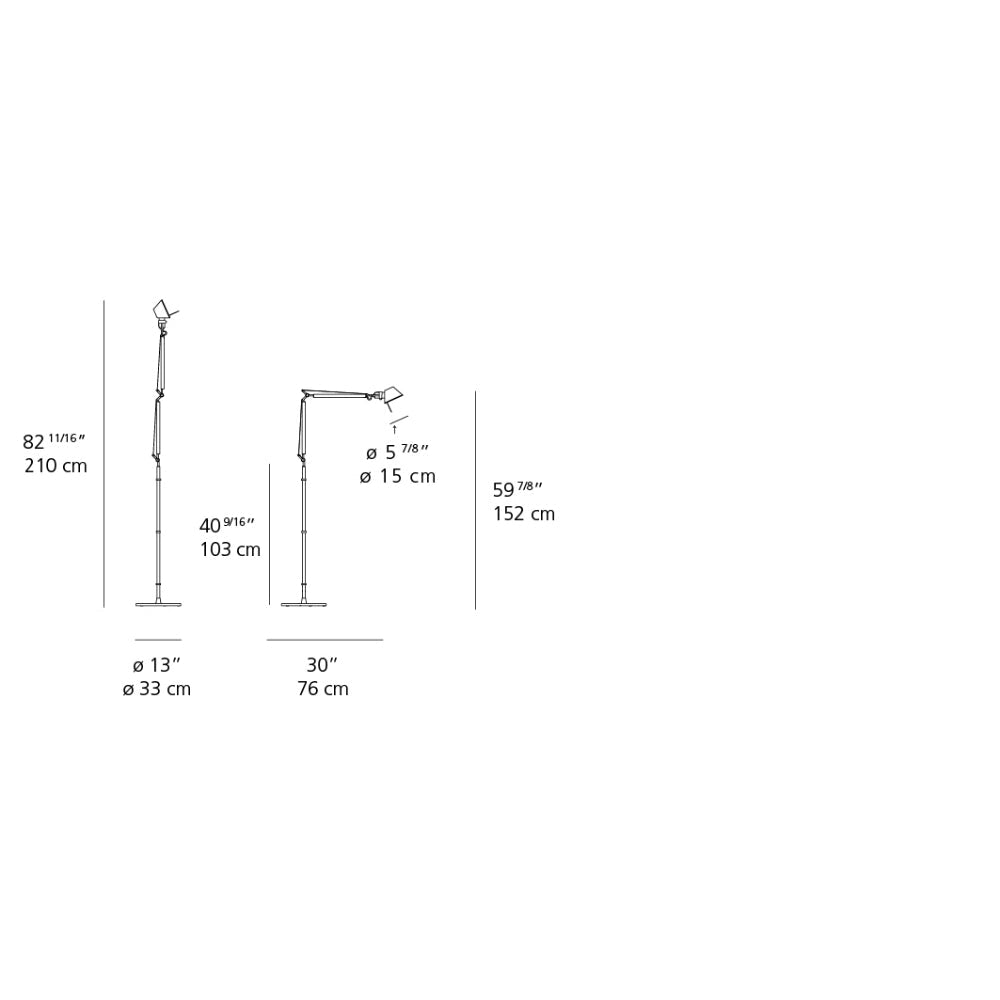 Artemide Tolomeo LED 10W 30K MP-MV Aluminum W/Motion Sensor & Floor Support Light