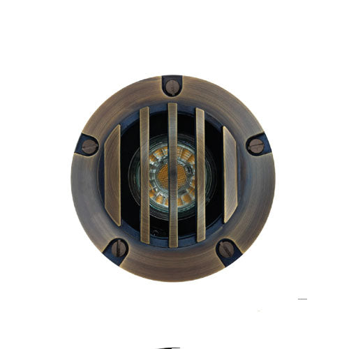 GM Lighting ILS In-Ground Grate 5" Antique Brass Finish MR16 Lamp 8W Max on Gimbal