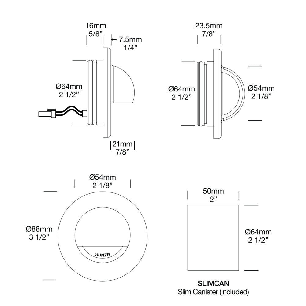Hunza Slim Recessed Solid Eyelid Light