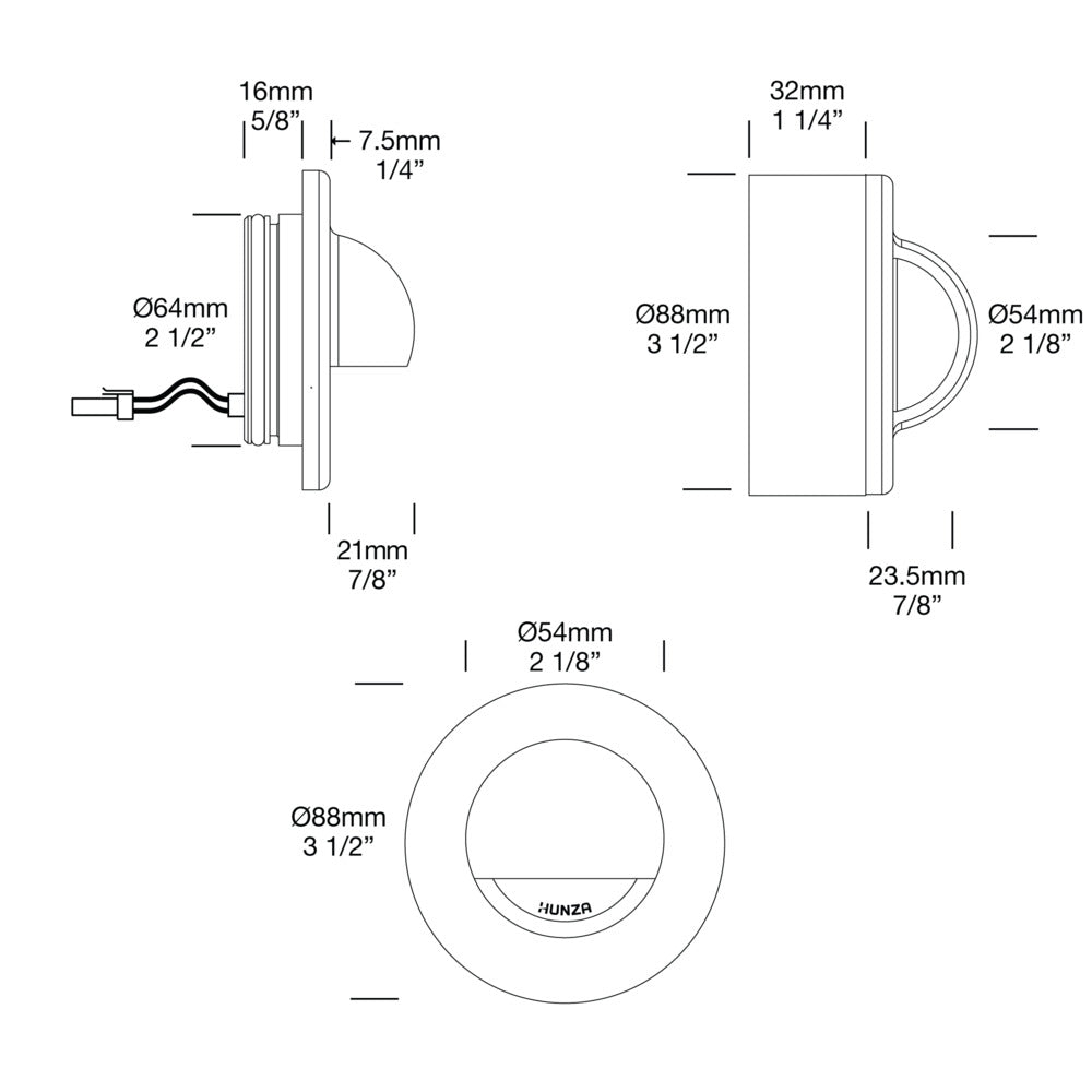 Hunza Surface Mount Solid Eyelid Light