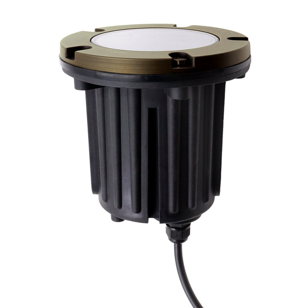 GM Lighting ILS In-Ground 1-Way Turret 5" Antique Brass Finish MR16 Lamp 8W Max on Gimbal Additional Image 1