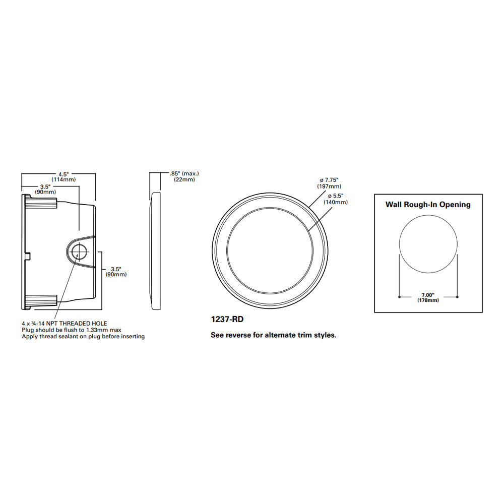 Lumiere Rio 1237-RD 12W LED Round Open Fascia Step Light Additional Image 2