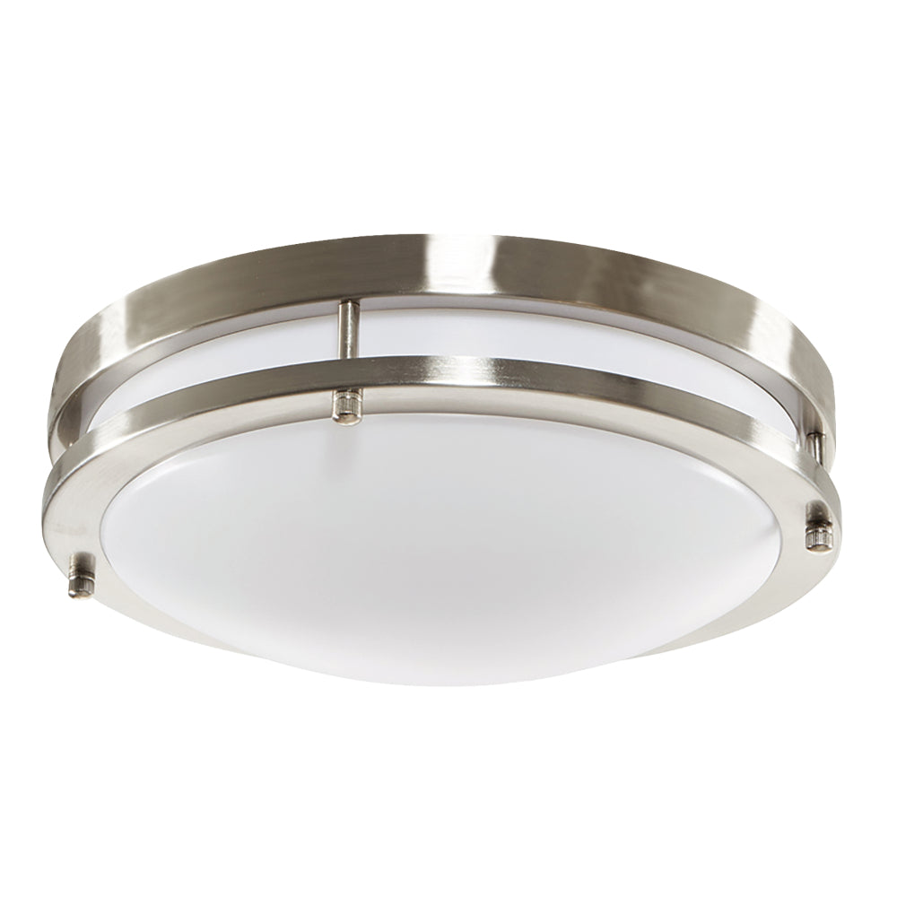Luxrite 12" Double Ring 5CCT 120-277V 0-10V Deep Collar - Brushed Nickel