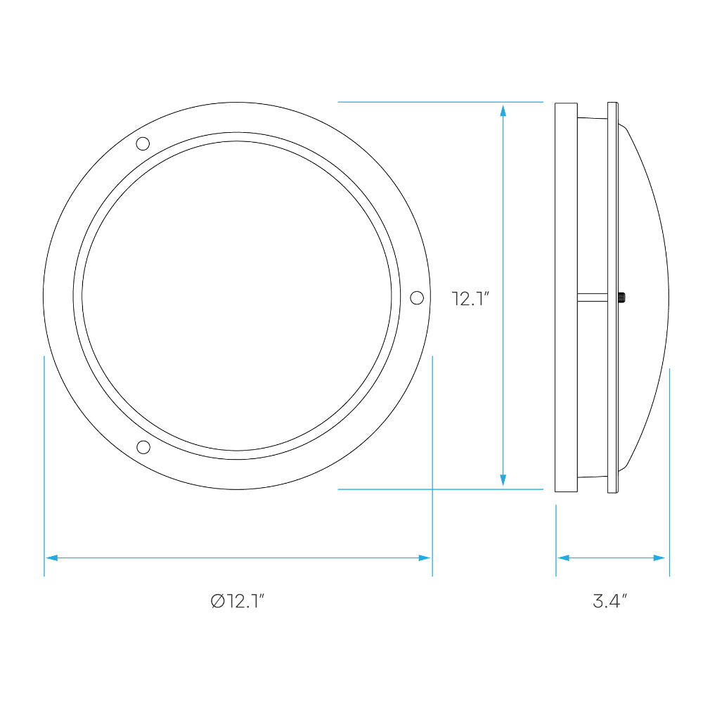 Luxrite 12" Double Ring Surface Mount 5CCT - Brushed Nickel +MS Additional Image 2