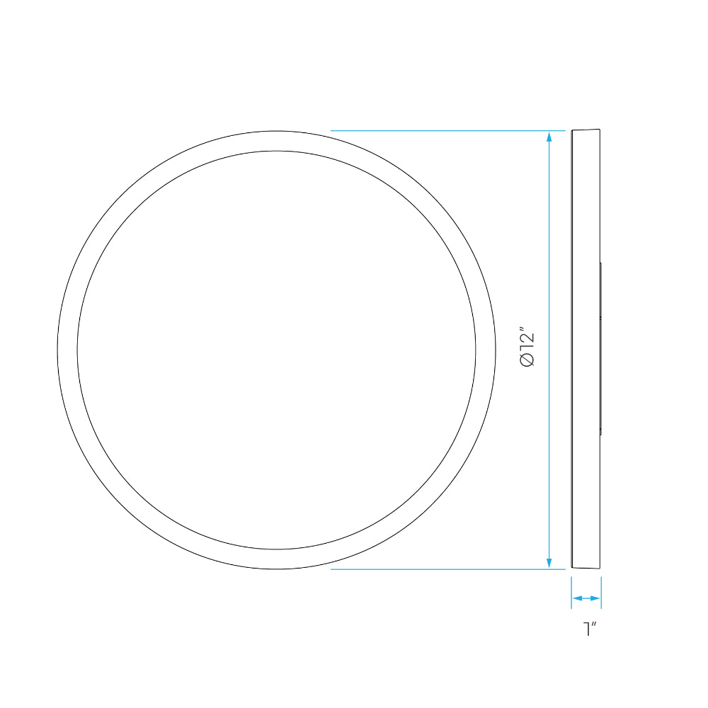 Luxrite 12" Slim Surface Mount 5 CCT Selectable - Black Finish Additional Image 1