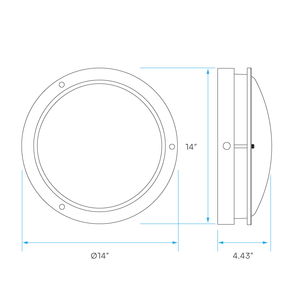 Luxrite 14" Double Ring Surface Mount 5CCT 120-277V 0-10V Emergency - Brushed Nickel Additional Image 2