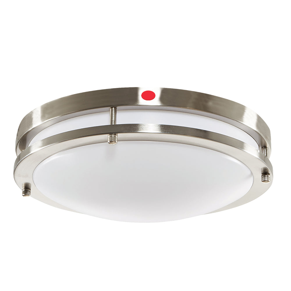Luxrite 14" Double Ring Surface Mount 5CCT 120-277V 0-10V Emergency - Brushed Nickel