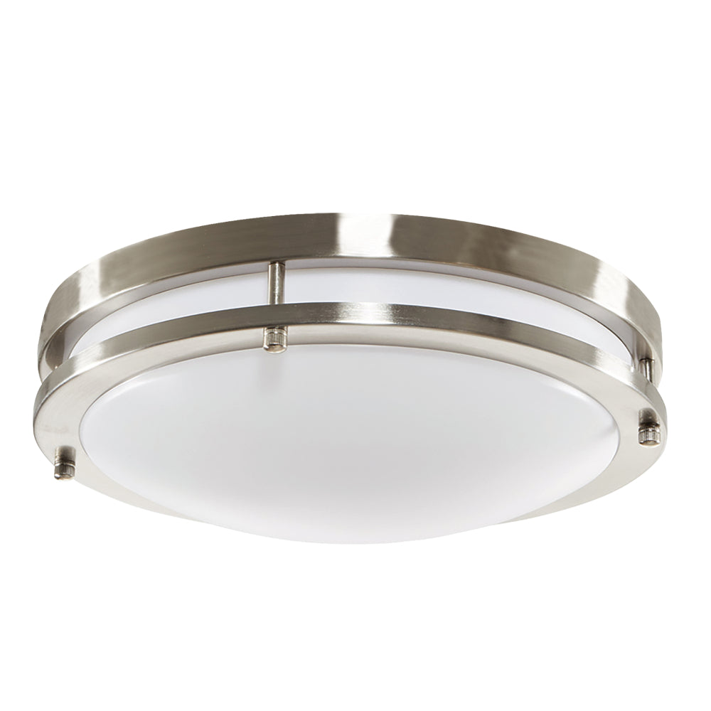 Luxrite 14" Double Ring Surface Mount 5CCT 120-277V 0-10V Motion - Brushed Nickel