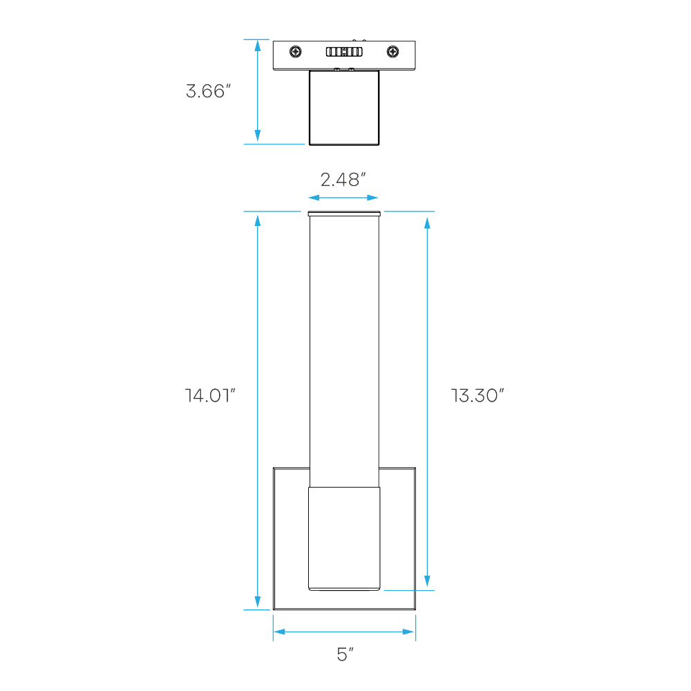 Luxrite 14" LED Vanity Wall Sconce - CCT Selectable Square Additional Image 1