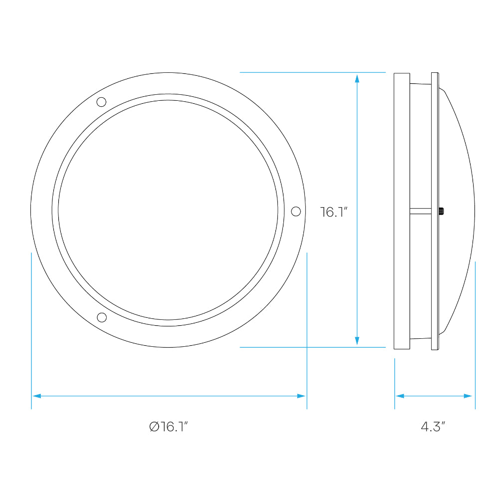 Luxrite 16" Double Ring Surface Mount 5CCT - Brushed Nickel +MS Additional Image 2