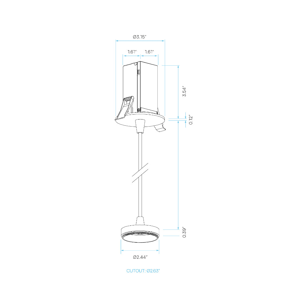 Luxrite 2.5" Cylinder System - Recessed Mount 1' Cable Additional Image 2